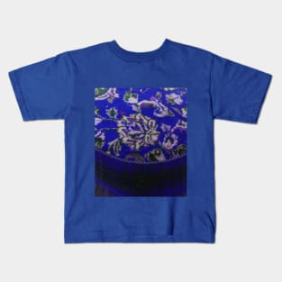 blue flower pattern, floral designs, minimal art, abstract art, floral pattern, antique rug photo , For custom orders please DM me. Kids T-Shirt